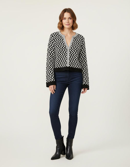 Cardigan Court En Maille Jacquard - Taille M/38