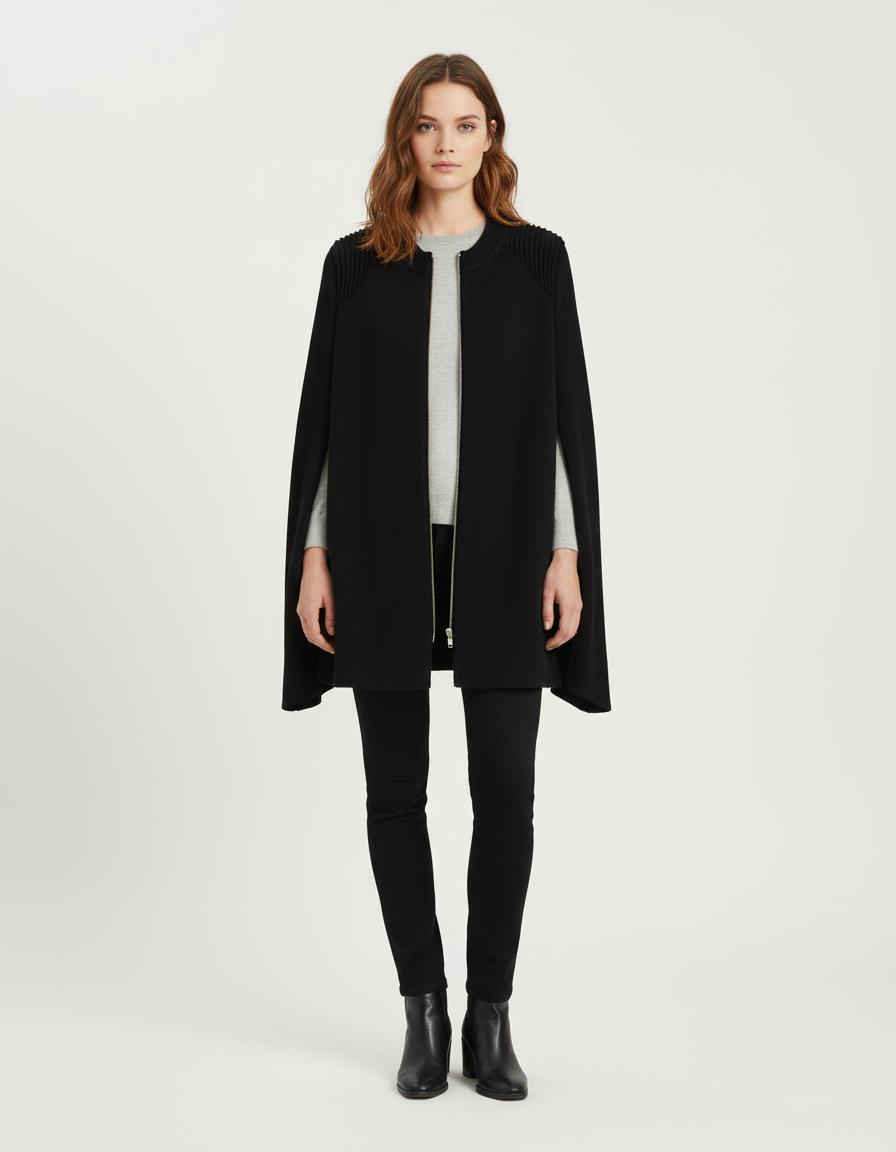 Cape En Maille Avec Détails Contrastés - Taille S/36