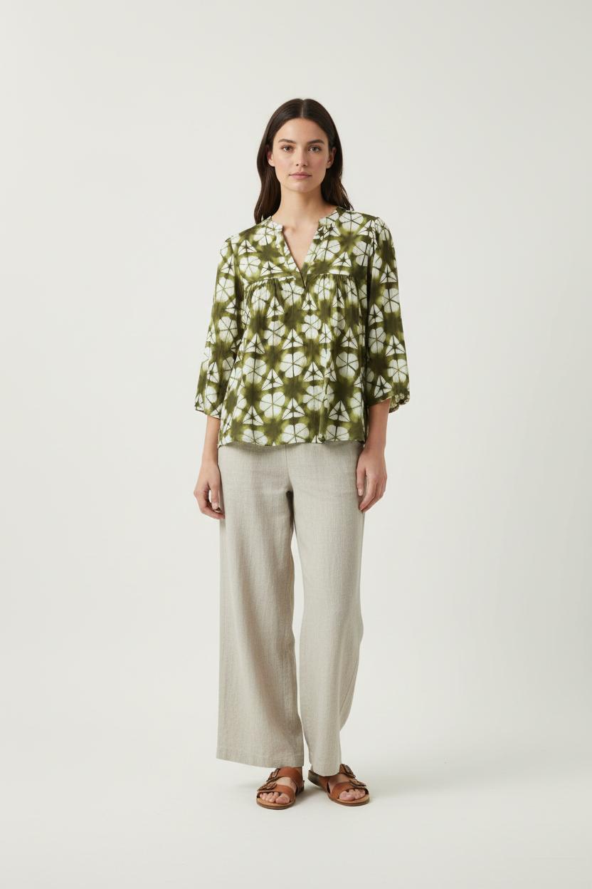 Blouse Verte et Blanche - Taille S/36
