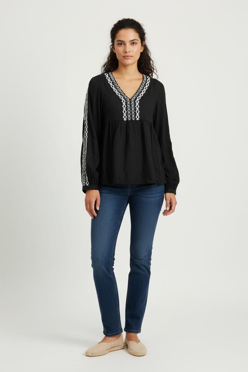 Blouse Noire et Blanche - Taille S/36