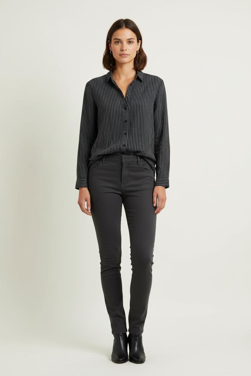 Chemise Rayée Noire et Grise - Taille M/38