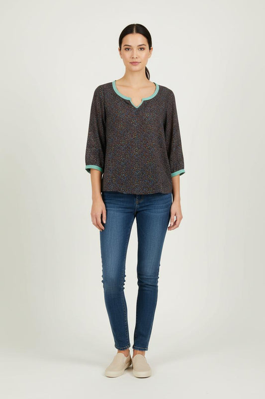 Blouse Noire et Verte - Taille S/36