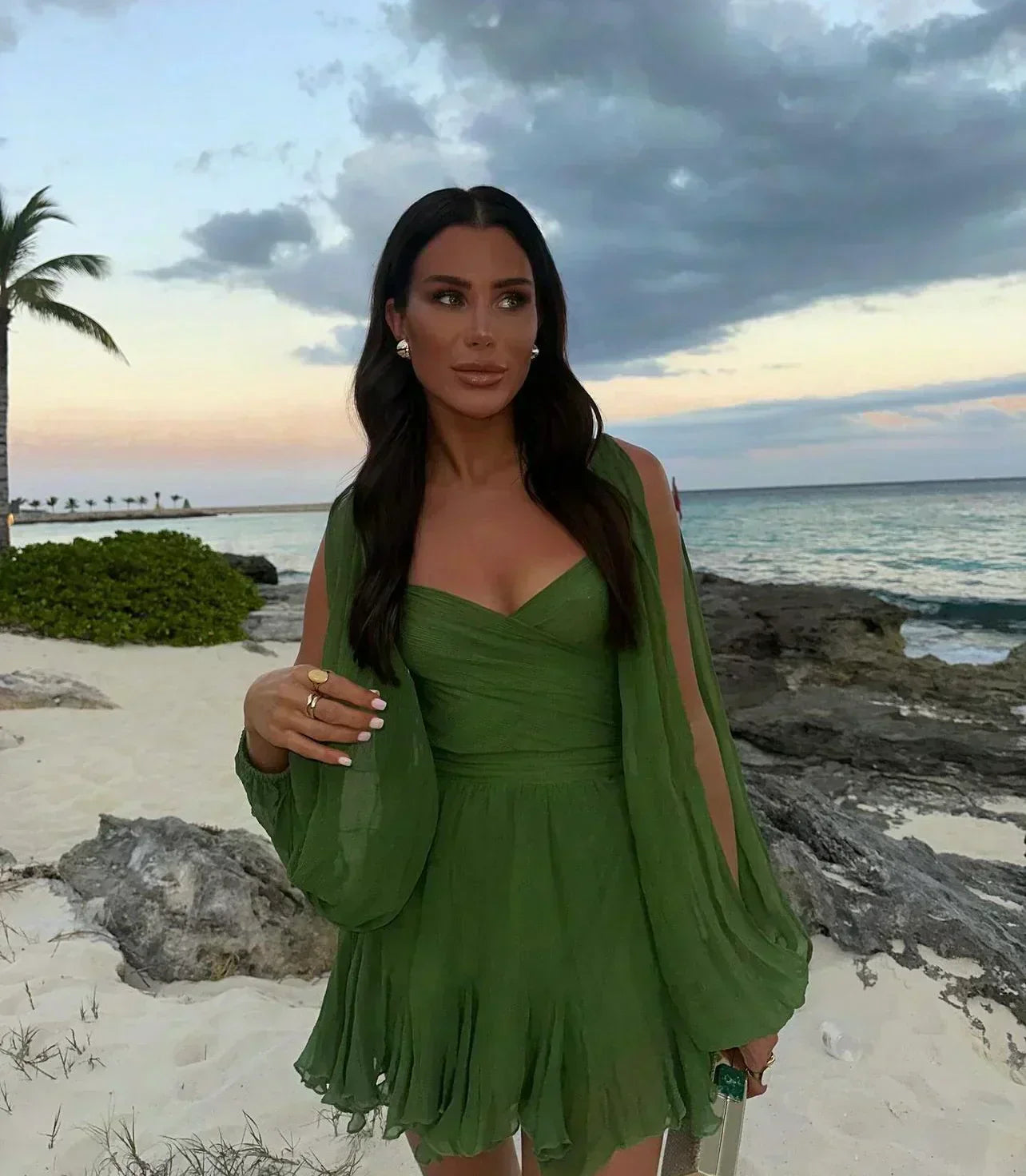 Brigitte™ | Robe fluide à manches en voile