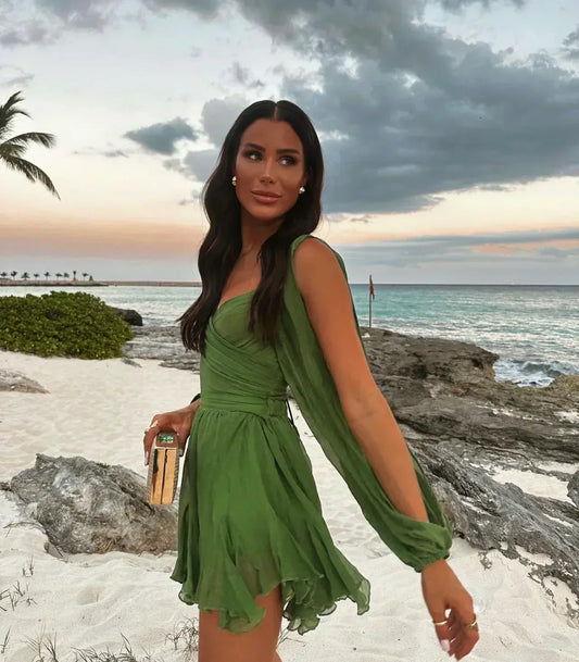 Brigitte™ | Robe fluide à manches en voile