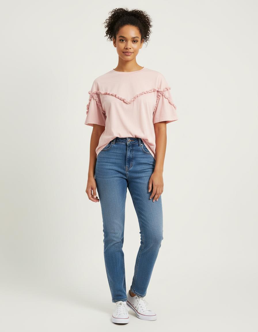 Tee-Shirt Avec Détail Volanté - Taille L/40