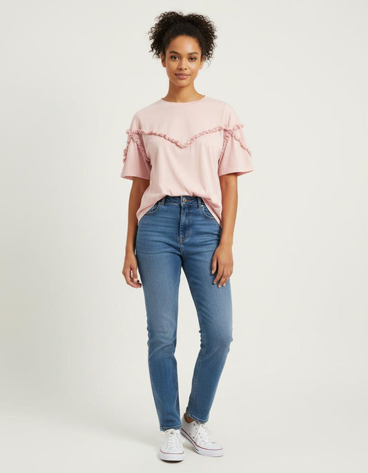 Tee-Shirt Avec Détail Volanté - Taille L/40