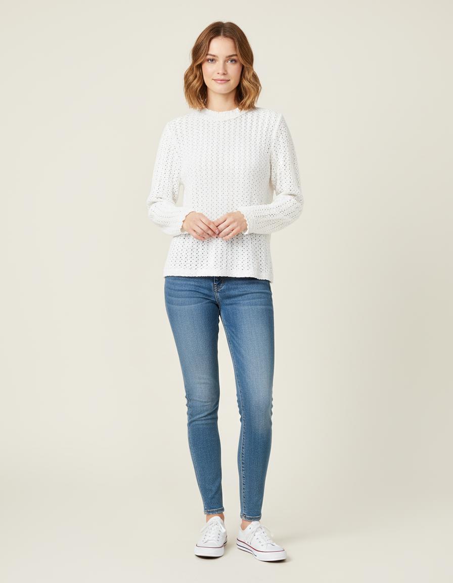 Top En Mix De Broderie - Taille S/36