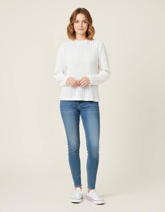 Top En Mix De Broderie - Taille S/36