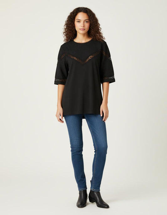 Tee-Shirt Avec Galons De Dentelle - Taille S/36