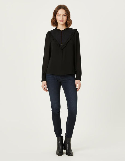 Top Bi-Matière Avec Collerette - Taille S/36