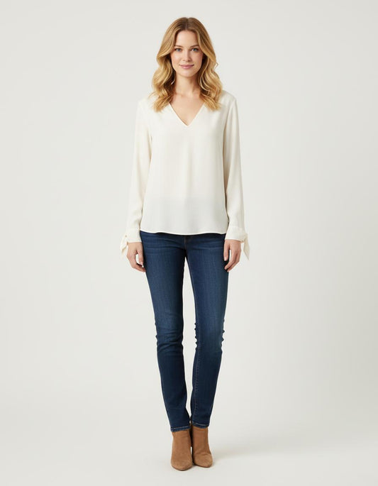 Blouse En Soie Avec Détails Noués - Taille M/38