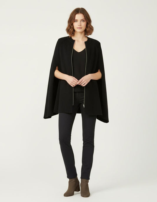 Cape En Maille Avec Détails Contrastés - Taille M/38