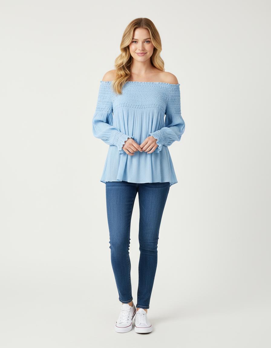 Top Plissé Aux Épaules Dénudées - Taille L/40