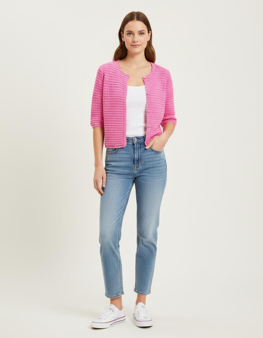 Cardigan Court En Maille Ruban - Taille L/40