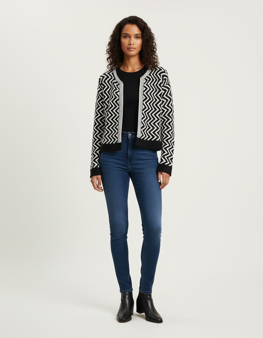 Cardigan Court En Maille Jacquard - Taille M/38