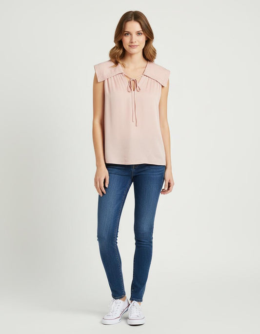 Top En Satin À Col Marin - Taille S/36
