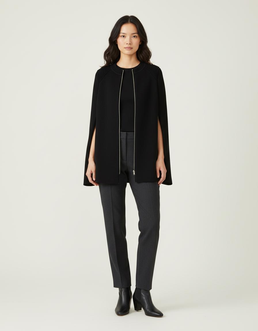 Cape En Maille Avec Détails Contrastés - Taille S/36