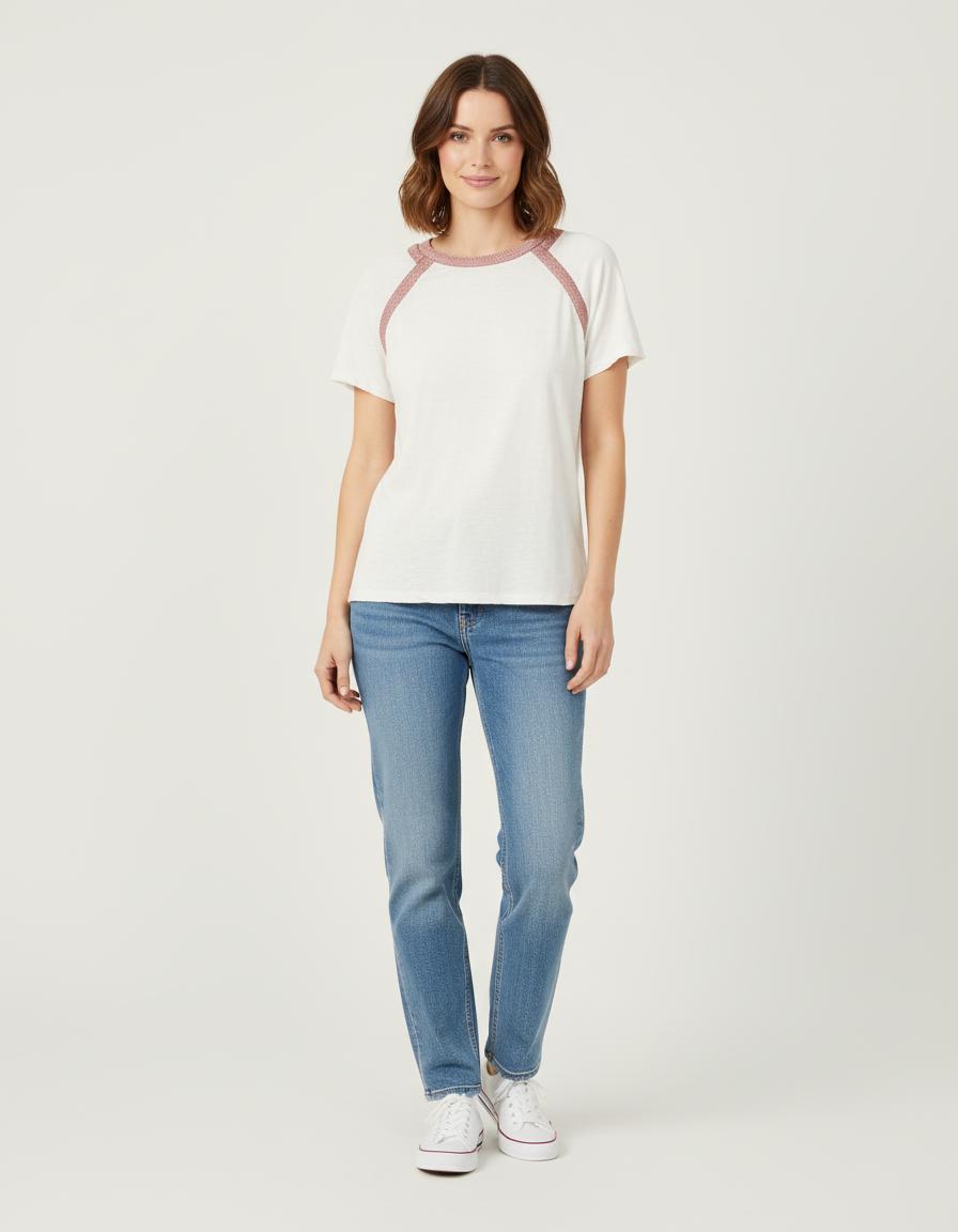 Tee-Shirt Et Lin Avec Détail Lurex - Taille L/40