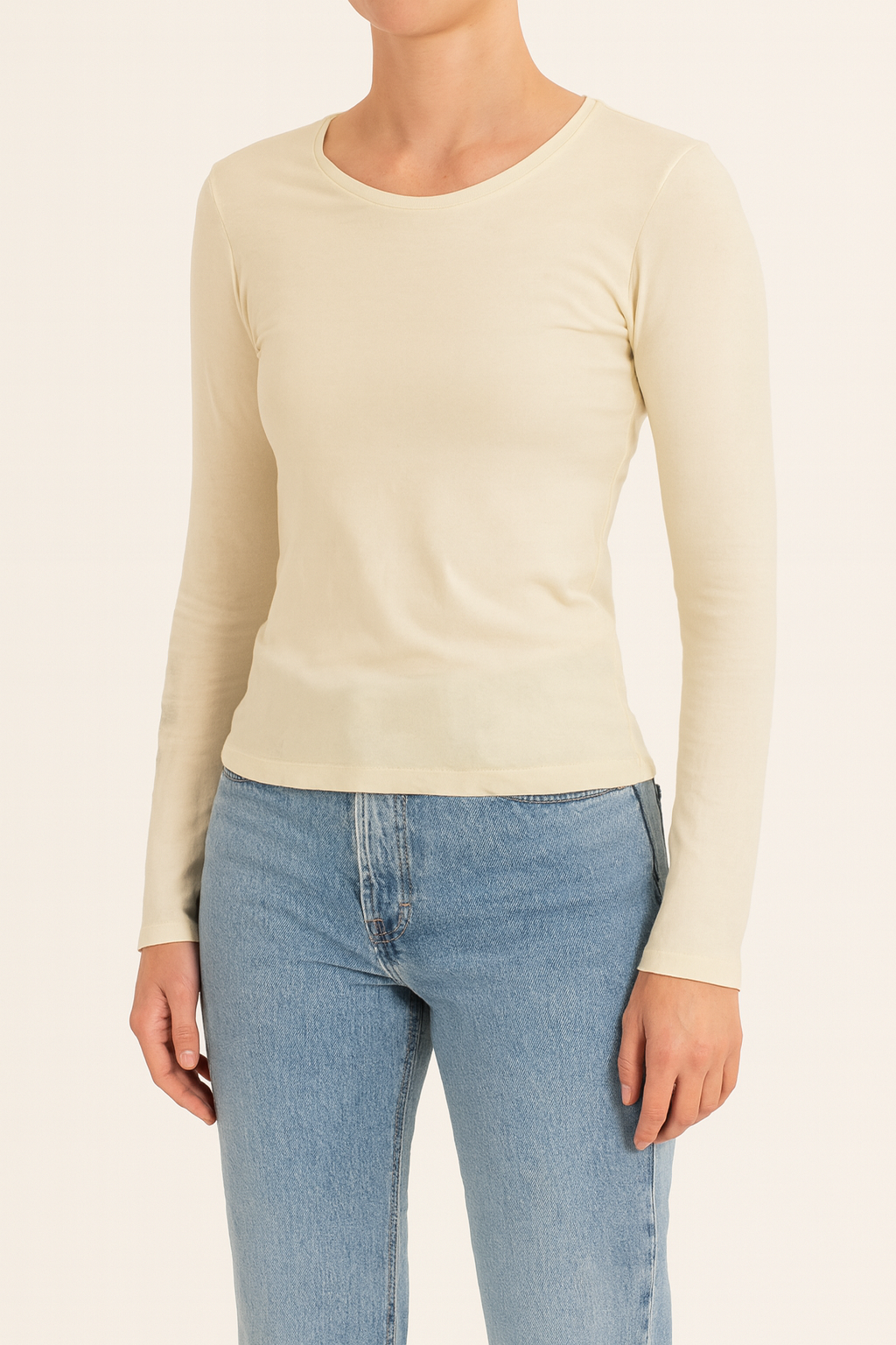 T-shirt Manches Longues Beige - Taille M/38