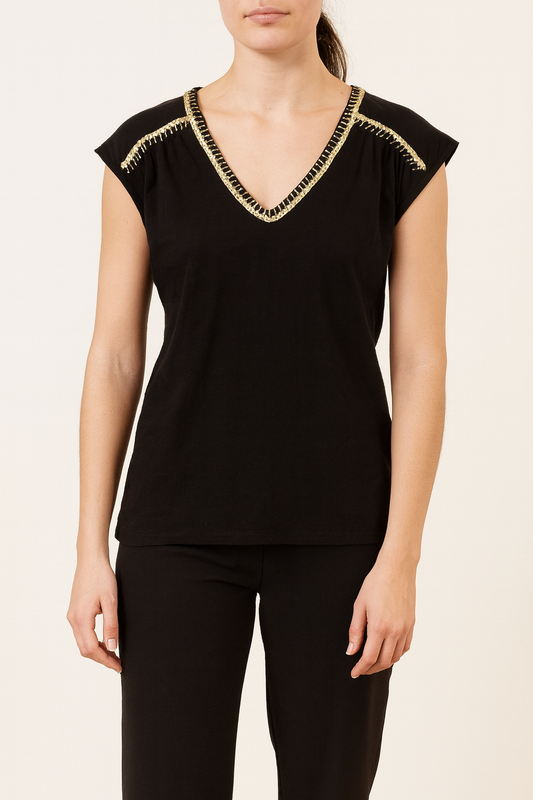 Top Noir et Doré - Taille S/36