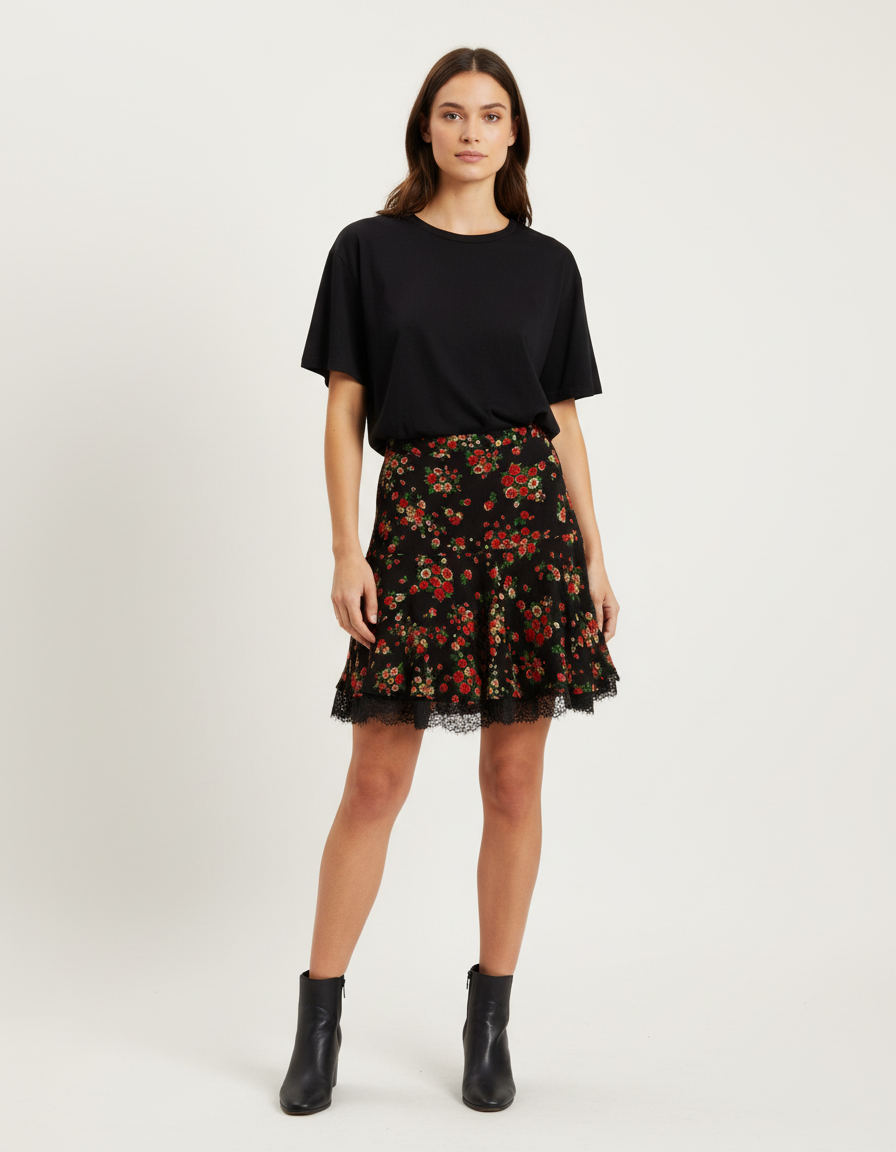 Jupe Noire et Rouge - Taille S/36