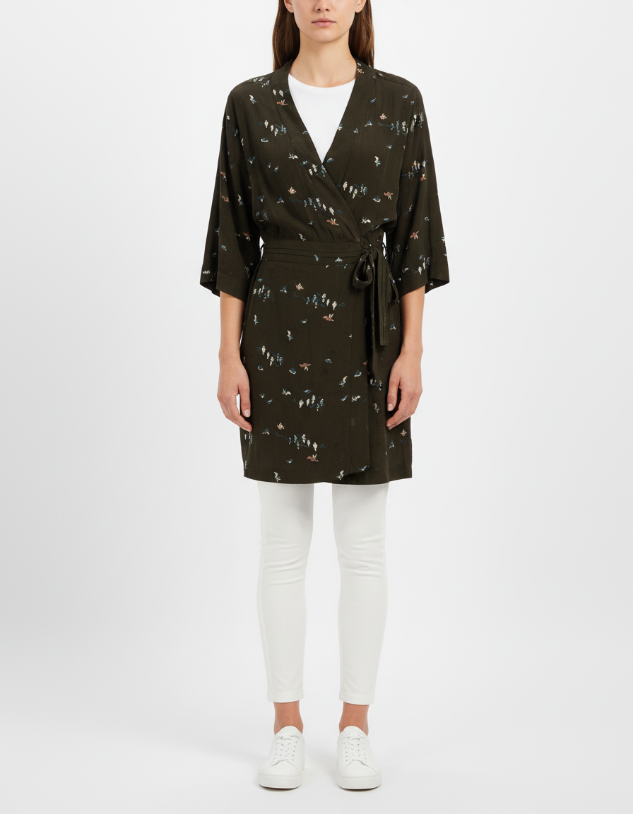 Robe verte foncée à motifs - Taille M/38