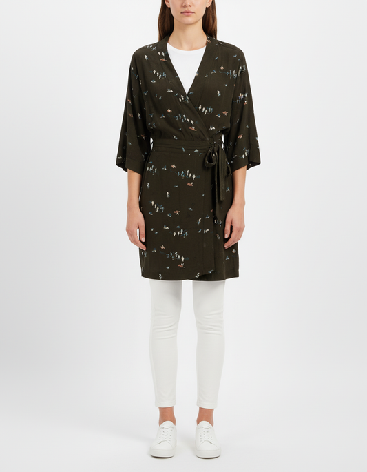 Robe verte foncée à motifs - Taille M/38