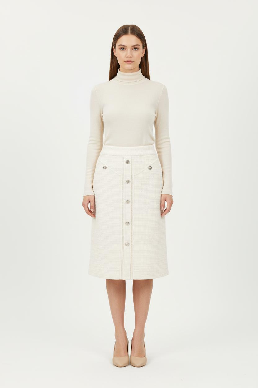 Jupe Boutonnée Beige - Taille M/38