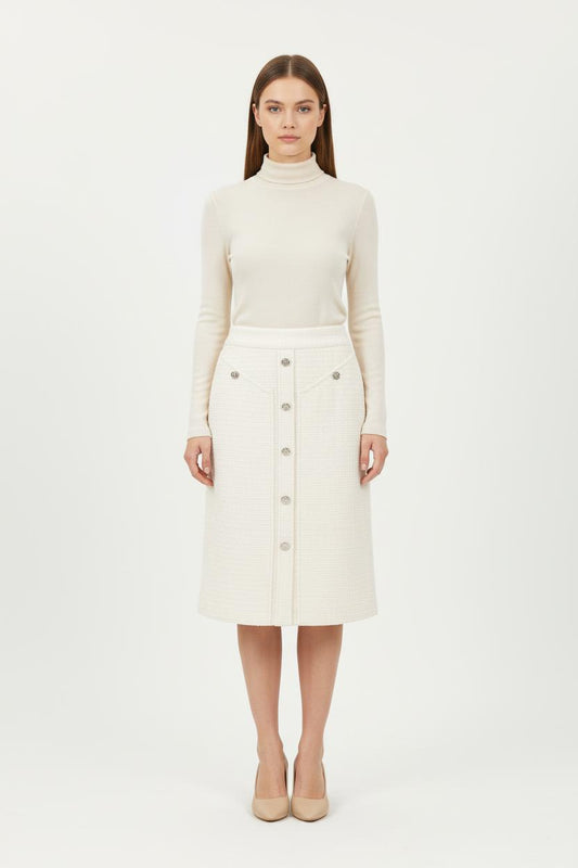 Jupe Boutonnée Beige - Taille M/38