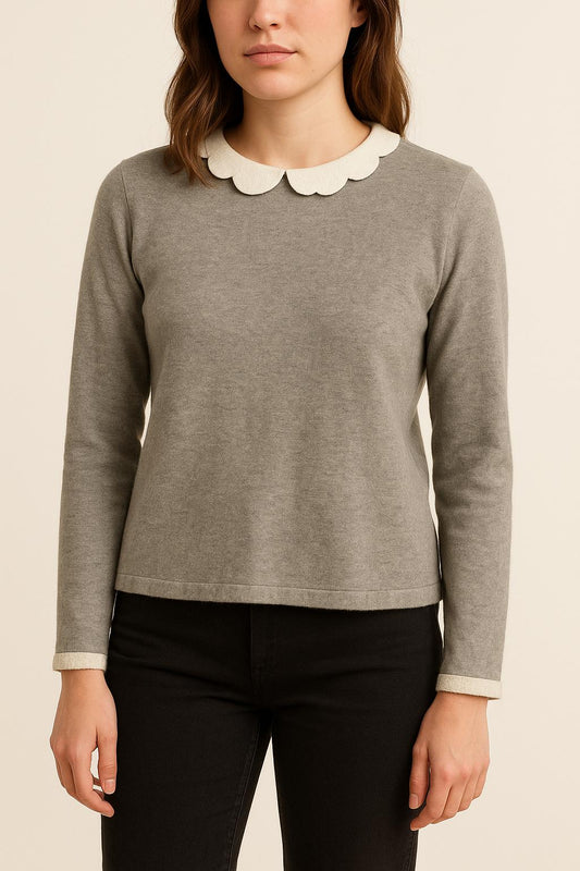 Pull Gris et Blanc - Taille S/36