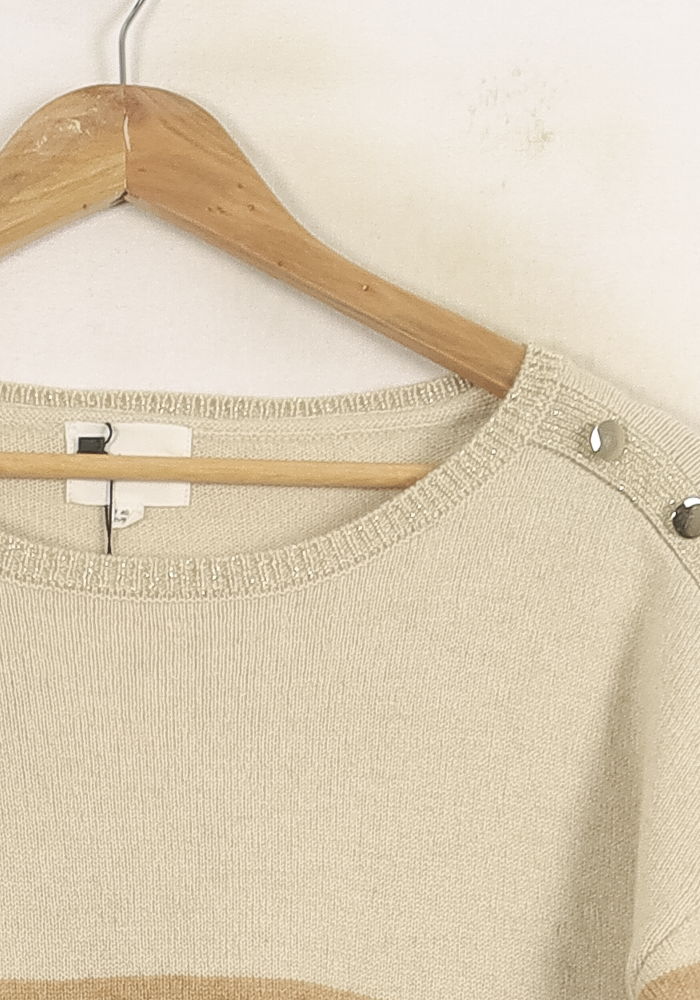 Pull Rayé Beige et Marron - Taille L/40
