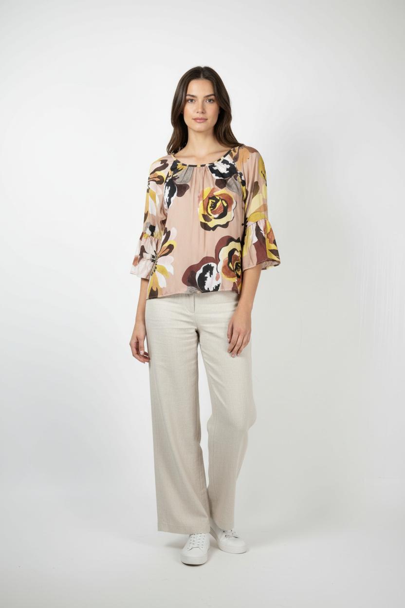 Blouse rose à motifs - Taille XL/42