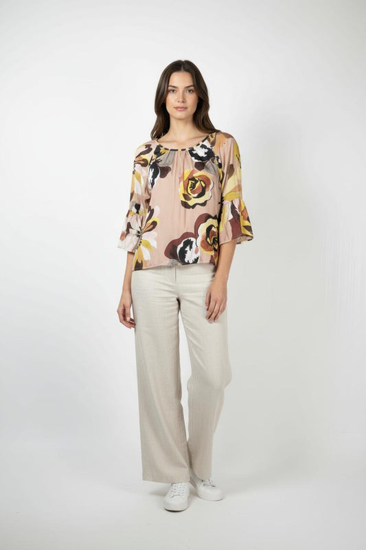 Blouse rose à motifs - Taille XL/42