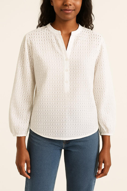 Blouse Brodée Blanche - Taille XS/34