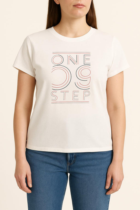 T-shirt blanc à motifs - Taille XL/42