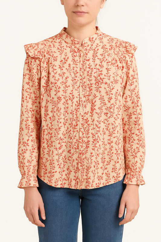 Blouse Écrue et Rouge - Taille L/40