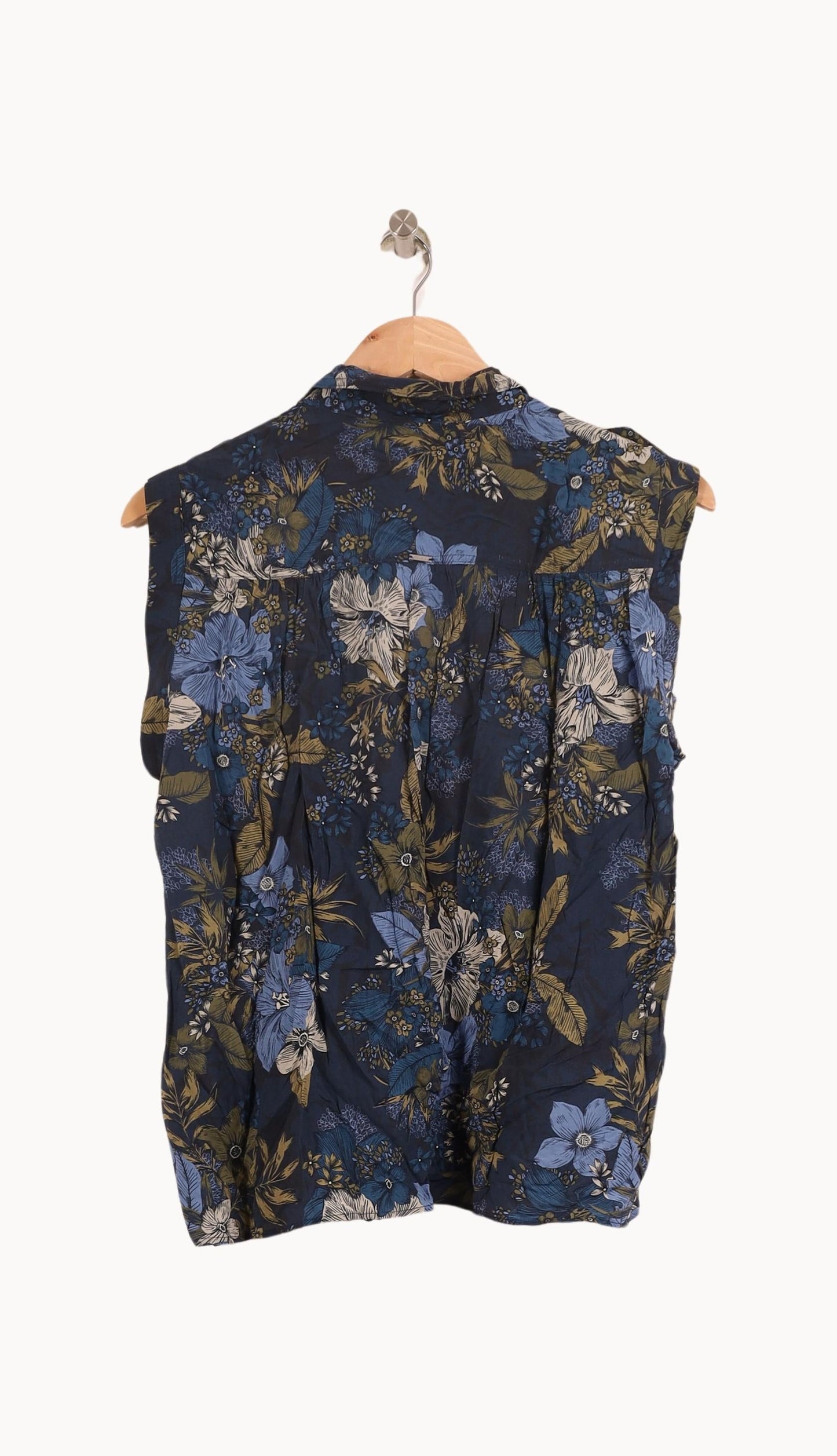Blouse Sans Manches Bleu et Kaki - Taille L/40