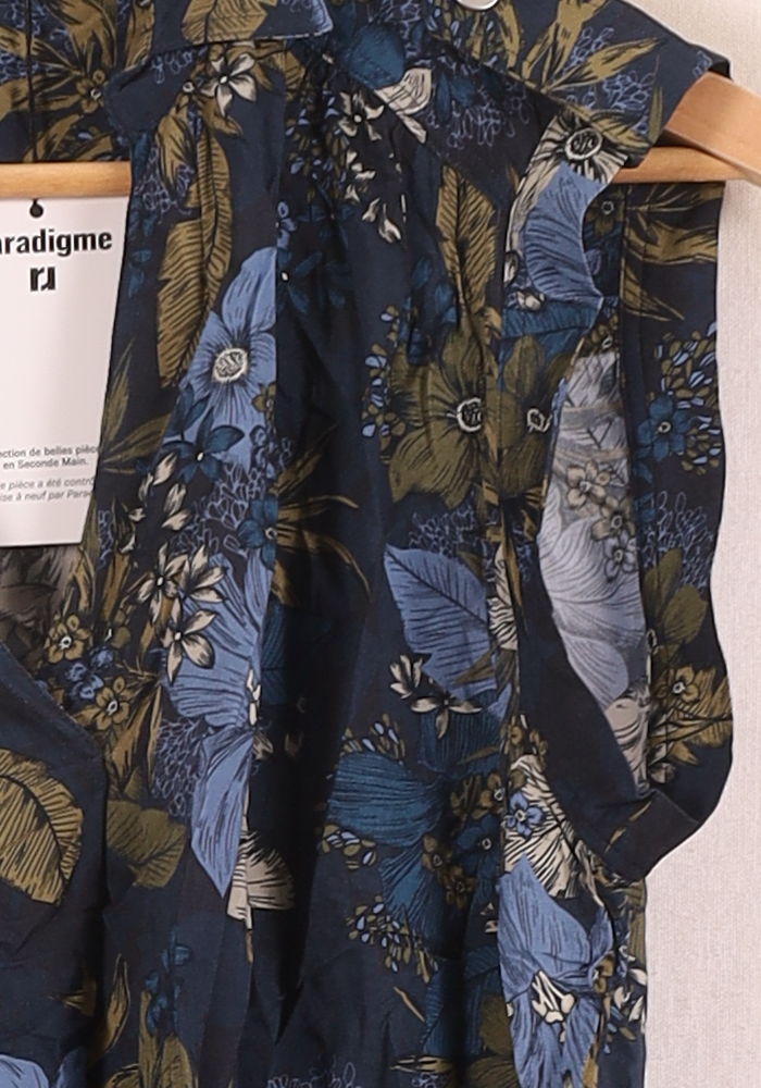 Blouse Sans Manches Bleu et Kaki - Taille L/40