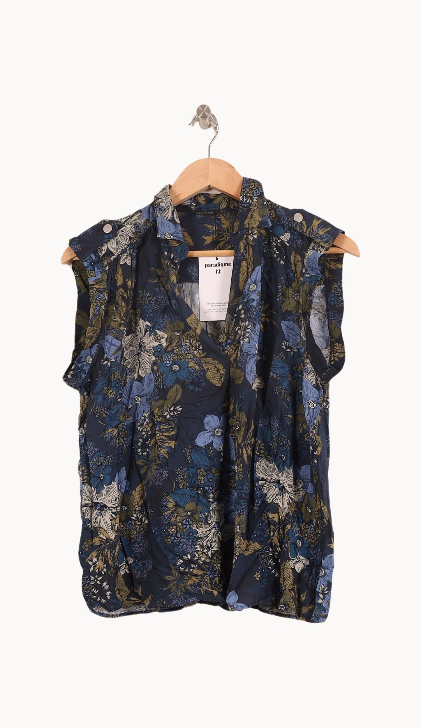 Blouse Sans Manches Bleu et Kaki - Taille L/40