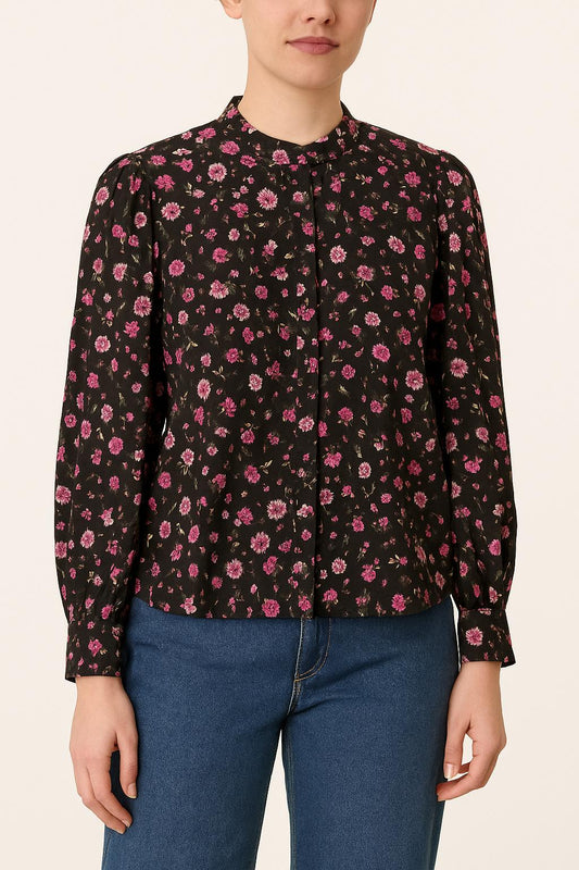 Blouse Noire et Rose - Taille M/38