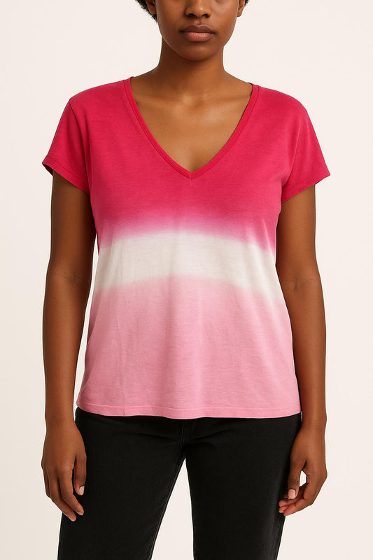 Tee-shirt Rose et Blanc - Taille L/40