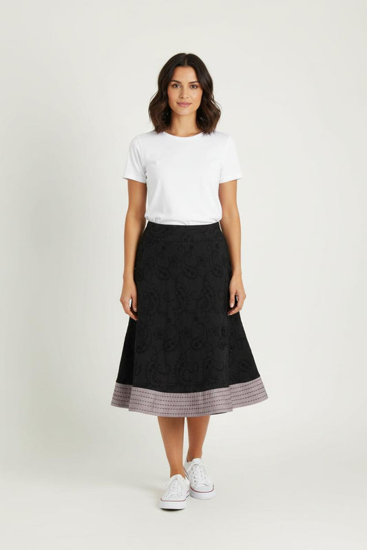 Jupe Midi Noire et Grise - Taille S/36