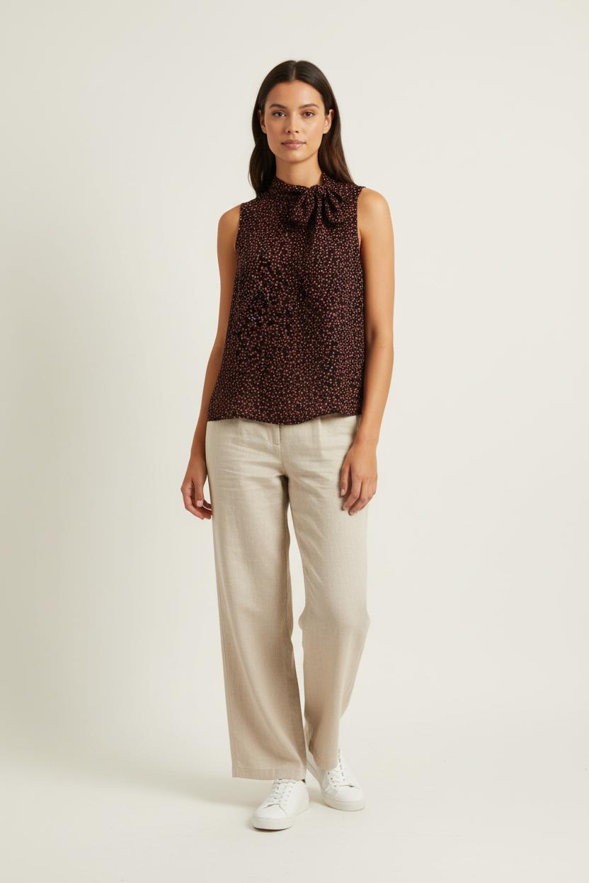 Blouse Sans Manches Noire et Rouge - Taille L/40