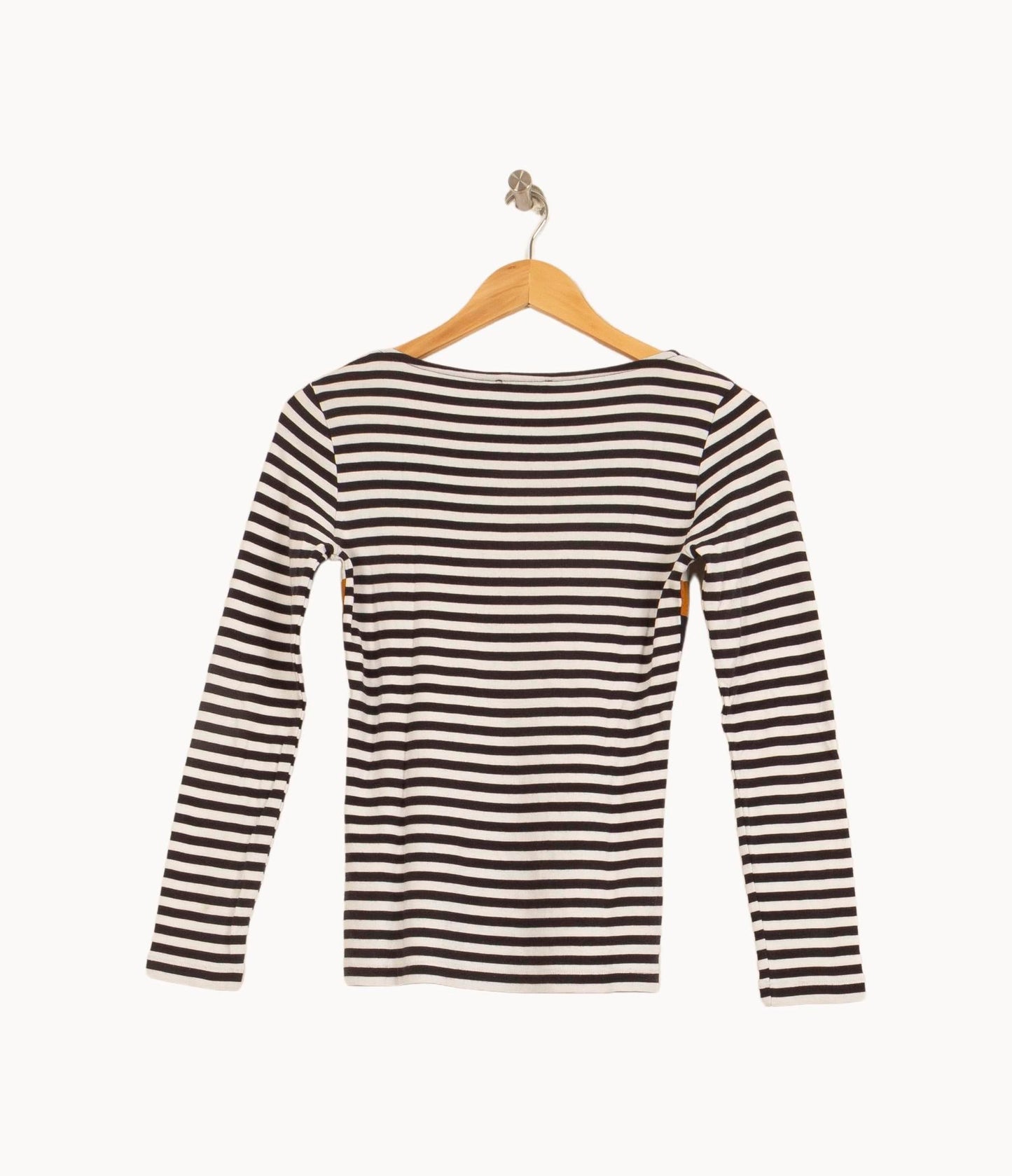 Pull Rayé Noir Blanc et Moutarde - Taille M/38