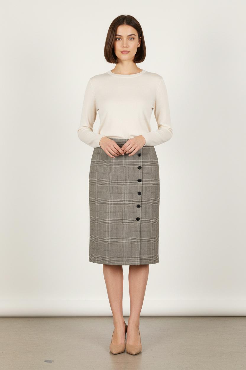 Jupe Droite Beige - Taille L/40