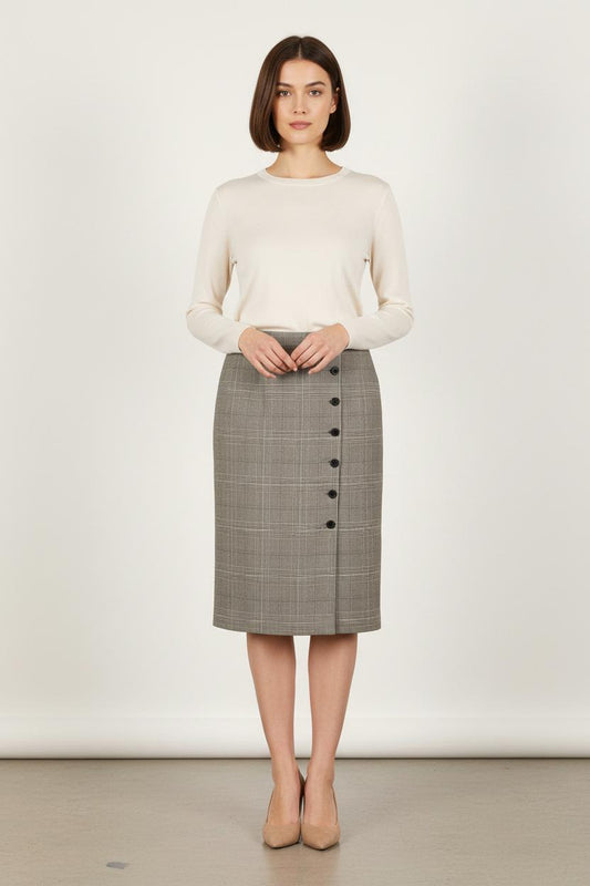 Jupe Droite Beige - Taille L/40