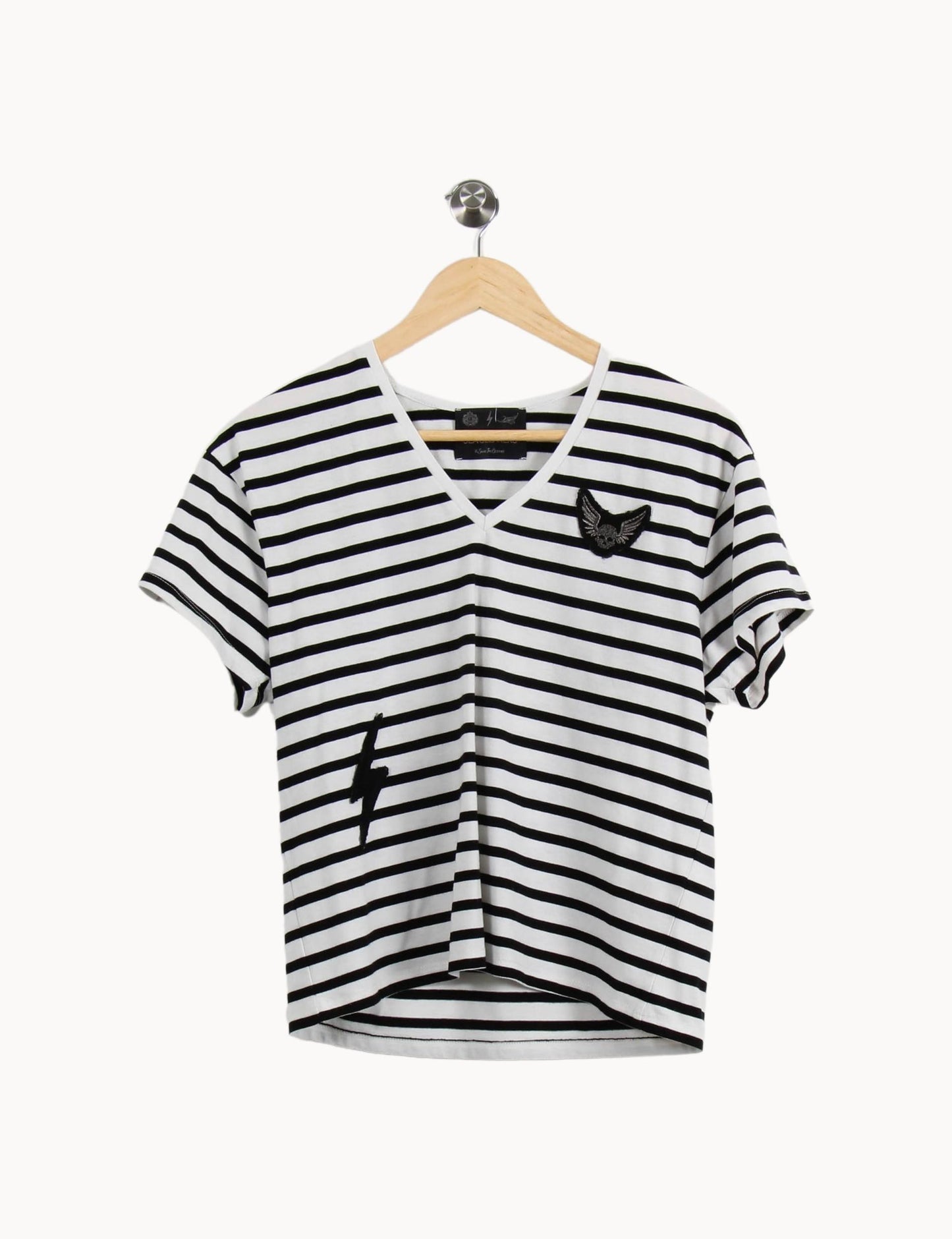 T-shirt blanc et noir rayé - Taille XS/34