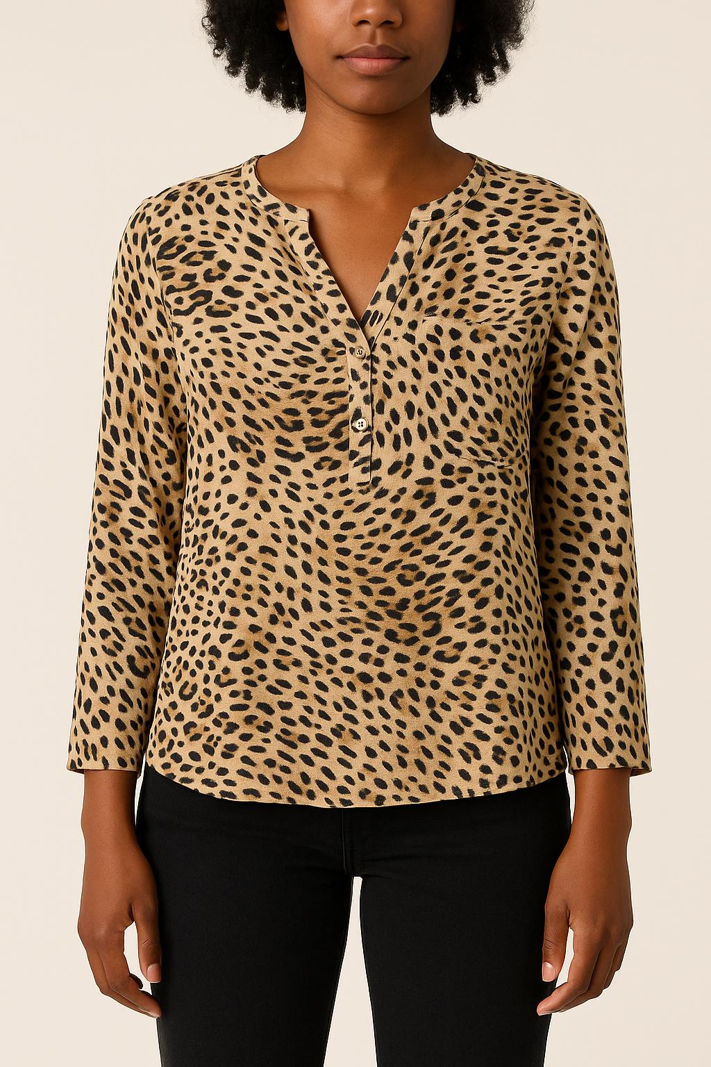 Blouse Léopard Beige et Noir - Taille S/36