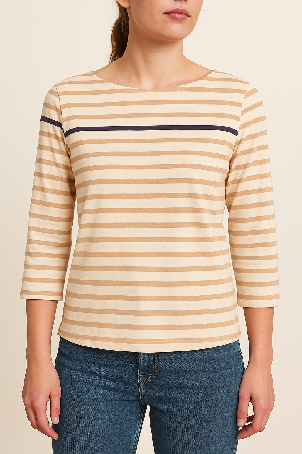 Marinière Beige et Bleu - Taille S/36