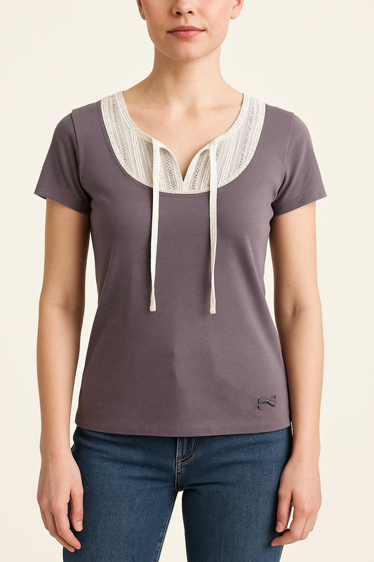Top Violet et Blanc - Taille S/36
